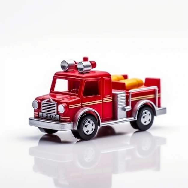 Toy Car mini camion de pompier isolé avec fond blanc IA générative