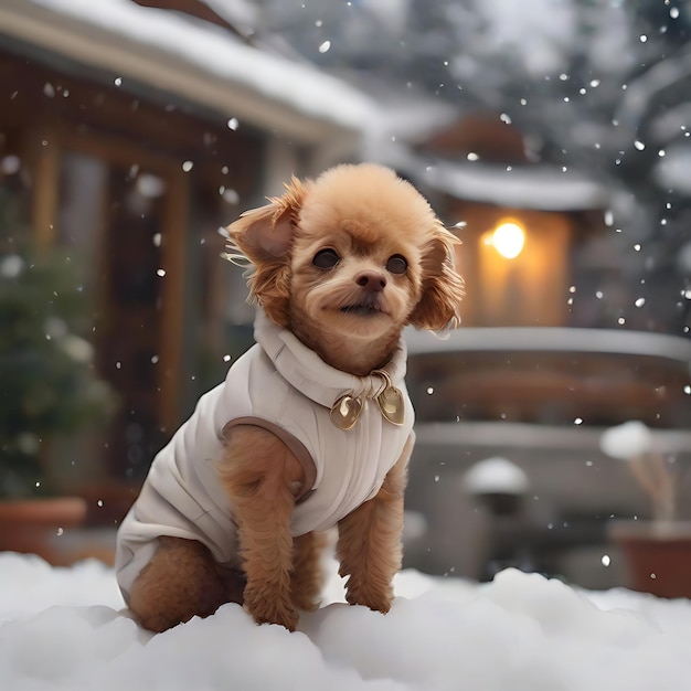 Toy Poodle joue à l'extérieur de l'IA