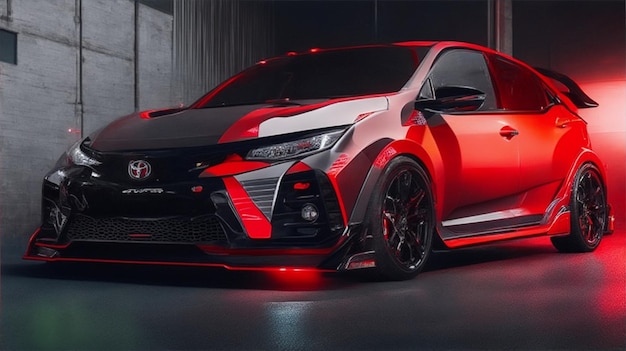 Toyota Civic Type R rouge sur le garage