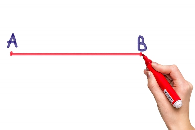 Tracer une ligne du point A au point B à la main avec un marqueur rouge