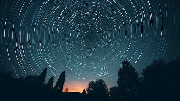 Des traces d'étoiles dans le ciel nocturne