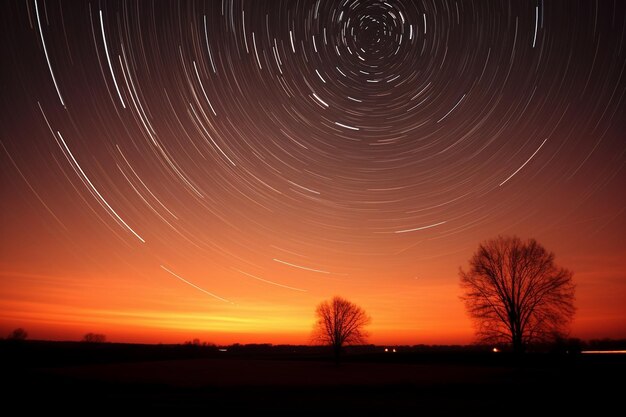 Des traces d'étoiles à travers le ciel