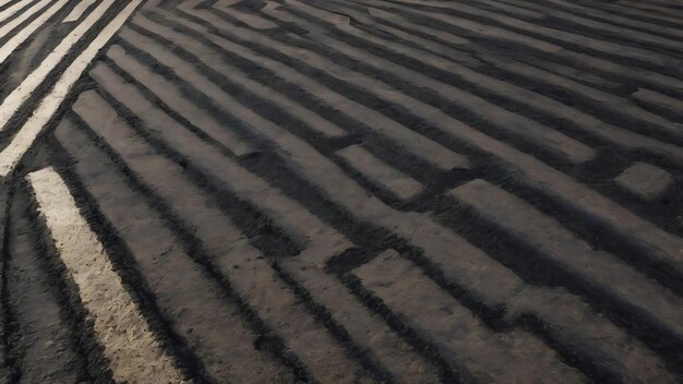 Des traces de pneus noirs sur le sol en ciment