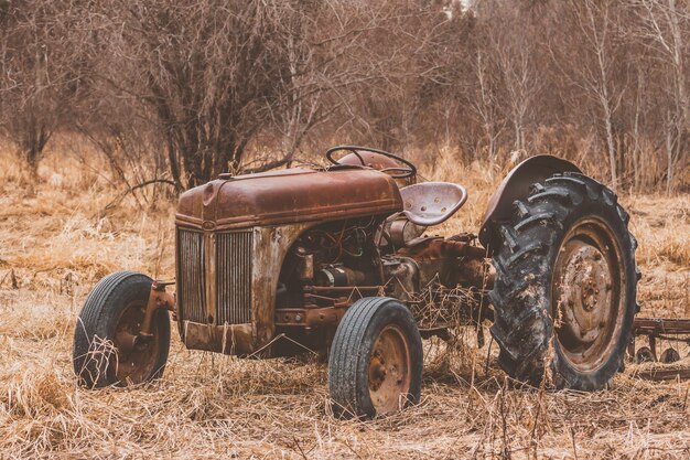 Tracteur abandonné sur le champ