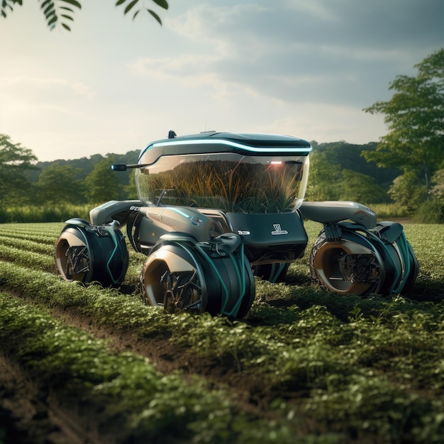 Tracteur agricole autonome dans un champ