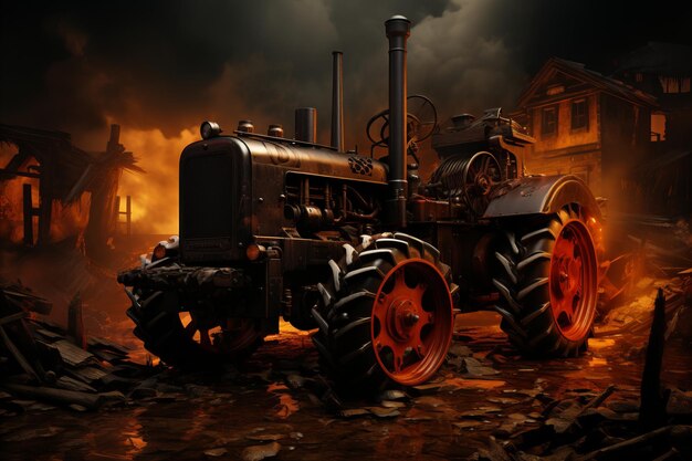 Photo tracteur agricole futuriste et ardent