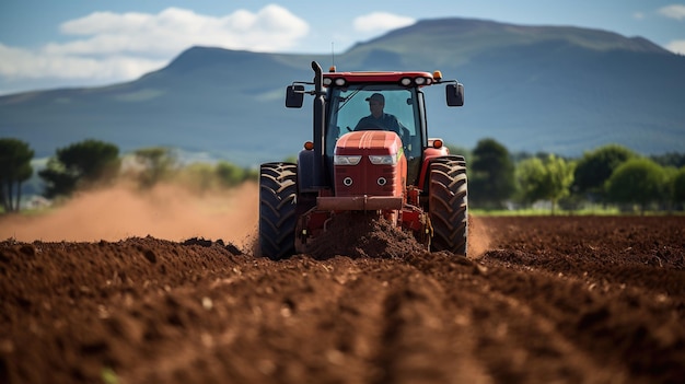 Tracteur dans le champ d'un agriculteur