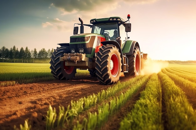 Tracteur dans un champ généré par l'IA