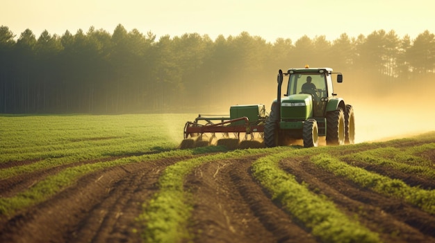 un tracteur dans un champ