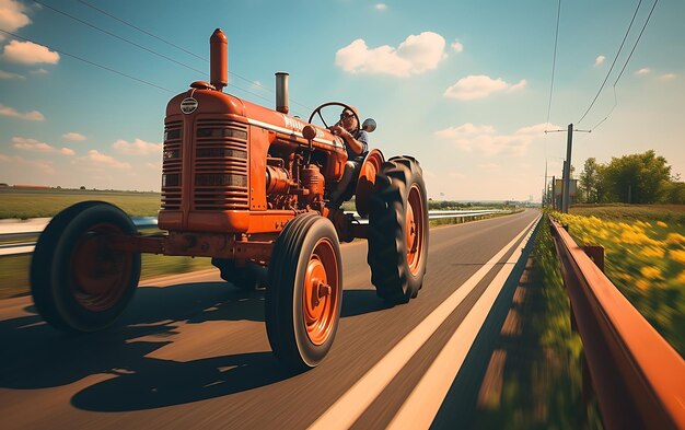 Photo tracteur de ferme de course en gros plan