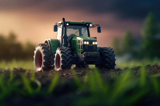 Tracteur fertilisant un champ Technologie future avec concept d'agriculture agricole AI générative