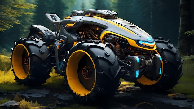 Tracteur futuriste concept hyperréaliste dstyle