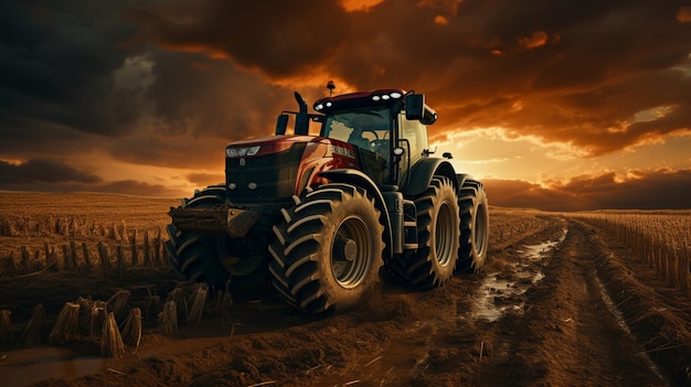 Le tracteur laboure l'image de l'agriculture des terres