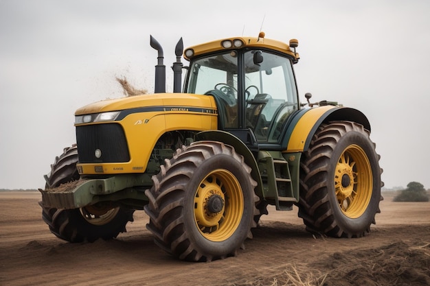 Tracteur moderne sur un fond coloré ai génératif