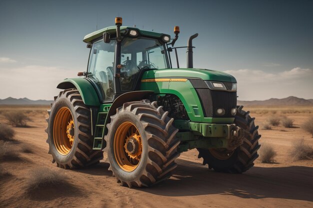 Tracteur moderne sur un fond coloré ai génératif