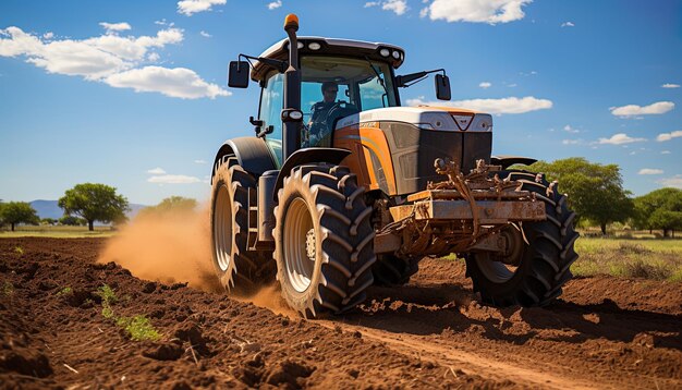 Photo un tracteur avec le mot le mot sur le côté