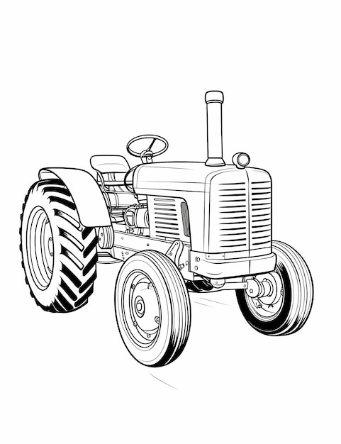 Photo tracteur rétro amusant pages à colorier à vecteur plat simple pour les tout-petits