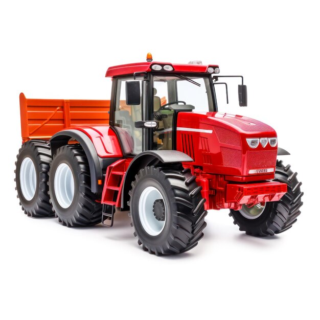 Photo tracteur rouge sur fond blanc