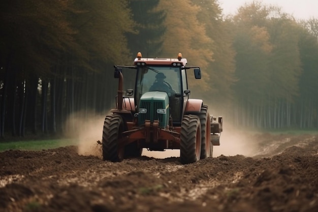 Tracteur travaillant sur le terrain