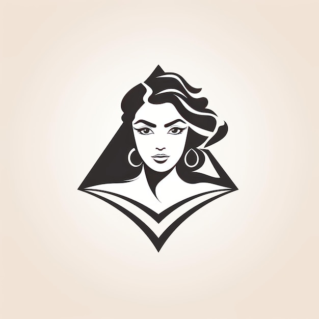 Tradition de sculpture Un logo triangulaire minimaliste avec un contour élégant d'une fille indienne classique