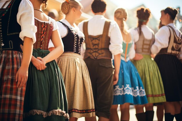 Photo traditions de l'oktoberfest lederhosen et dirndls