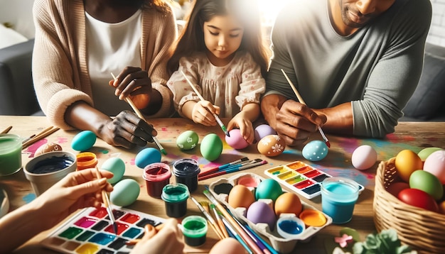 Les traditions de Pâques unissent les liens familiaux par des efforts artistiques de peinture d'œufs