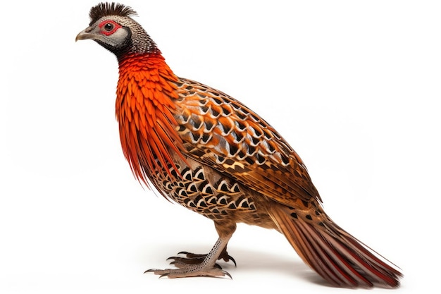 Tragopan rouge sur fond blanc