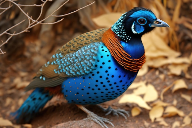 Les tragopans à tête bleue sont une espèce d'oiseau sauvage