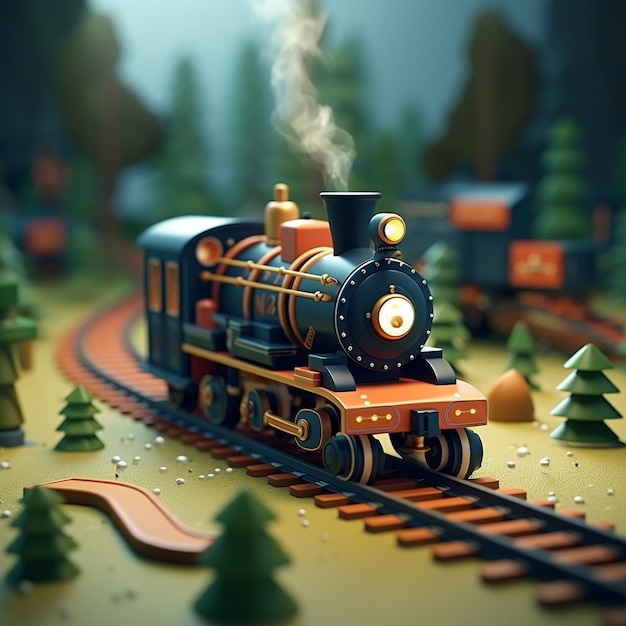 Train de dessin animé 3D