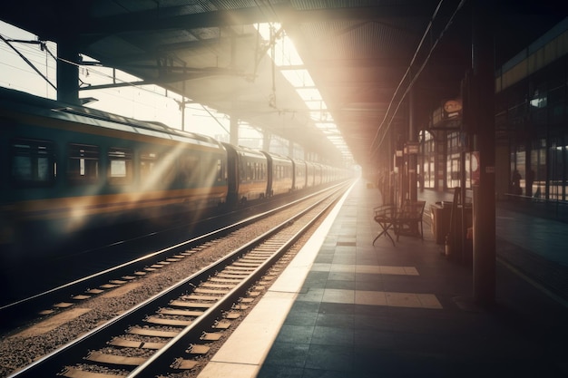 Le train est prêt à partir à l'aube.