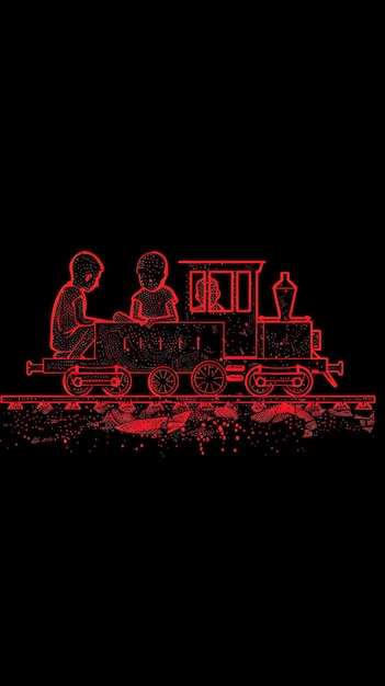 Photo un train avec un feu rouge et deux personnes à l'avant