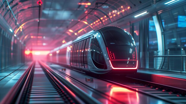 Photo un train futuriste dans une gare