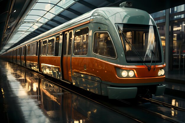 Train à grande vitesse moderne dans la station de métro