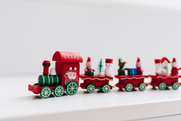 Train de jouets de Noël en bois vintage