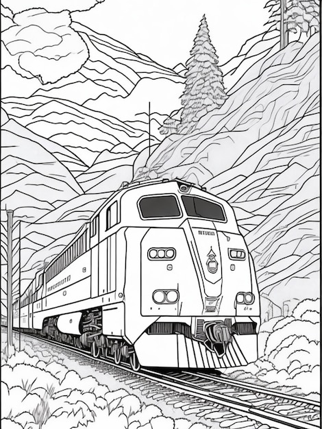 Train livre de coloriage clip art ai généré