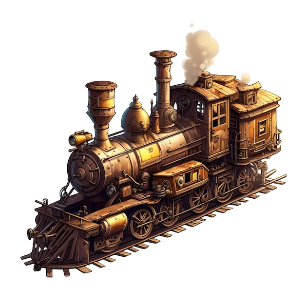 Un train avec une machine à vapeur dessus