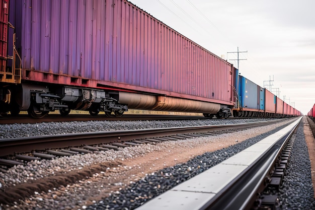 Train de marchandises avec conteneurs à cargaison génératifs ai