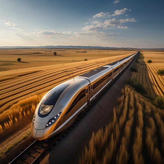 Un train en mouvement rapide dans le style de l'énergie urbaine aux couleurs traditionnelles légères