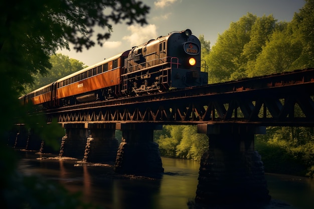 Un train passant par un pont