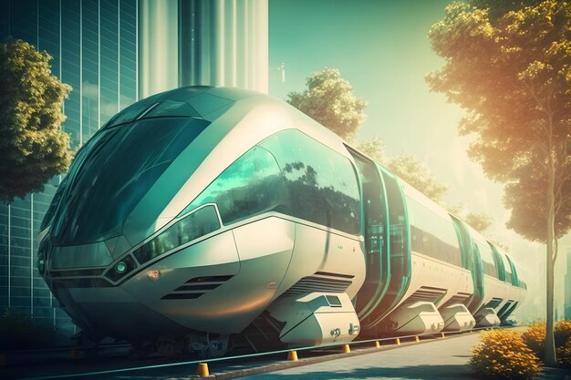 Un train peint dans un style futuriste