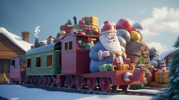 Un train avec un père noël devant