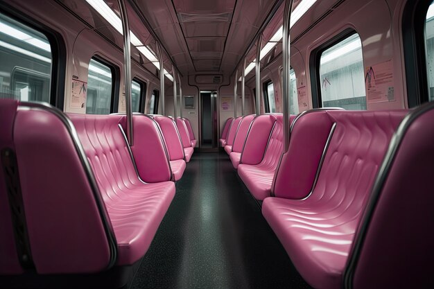 Photo un train avec des sièges roses qui disent métro