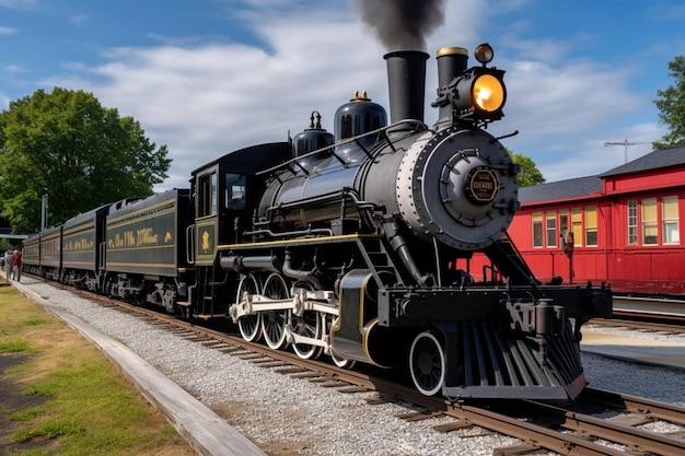 un train à vapeur à l'ancienne sur les voies