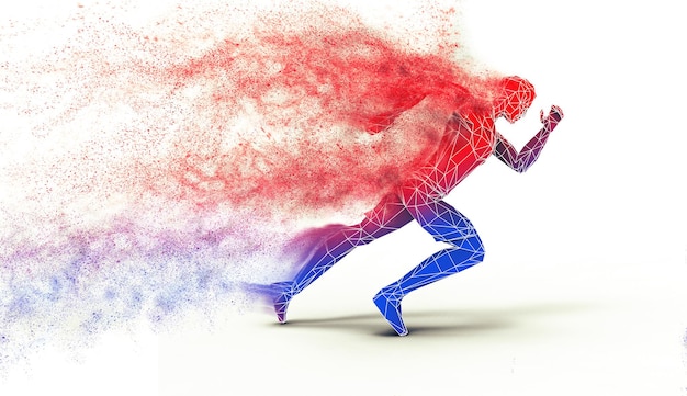La traînée de particules de l'homme qui court