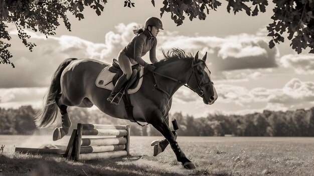 Photo les trains de cavaliers avec le cheval