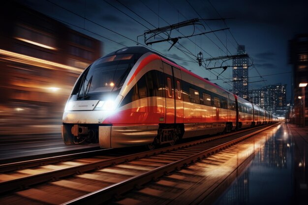 Les trains électriques de passagers circulent à grande vitesse.