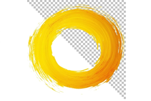 Un trait circulaire dans un jaune éclatant isolé sur un fond transparent