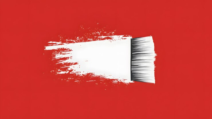 Photo trait de peinture blanche sur fond rouge abstraction de l'image texture du motif papier peint couverture et écran