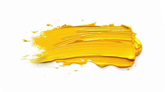 Un trait de peinture jaune vibrant sur un fond blanc