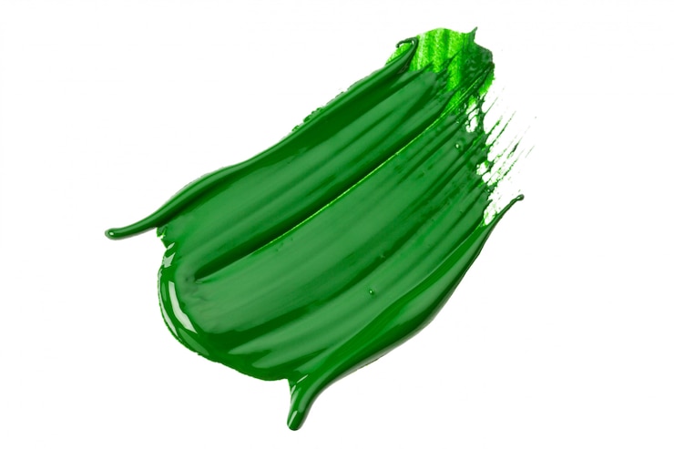 Photo trait vert du pinceau sur papier blanc